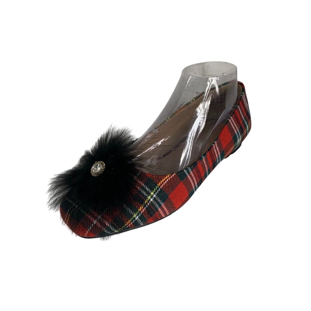 C Comfort EST. 1946 Women's Plaid Furry Flats Size: 8